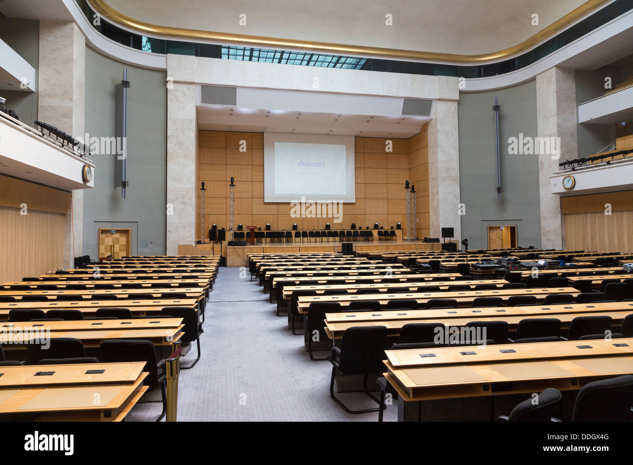 La salle de l'Assemblée, Palais des Nations, siège des Nations Unies, Genève, Suisse Banque D'Images