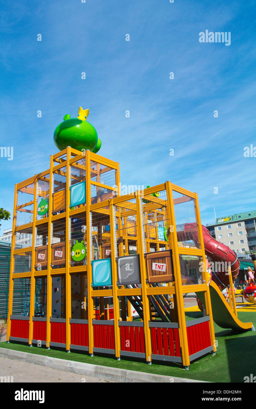 Thème Angry Birds Jeux pour enfants pour les enfants de la place du marché Kauppatori Pori Finlande Europe du nord Banque D'Images