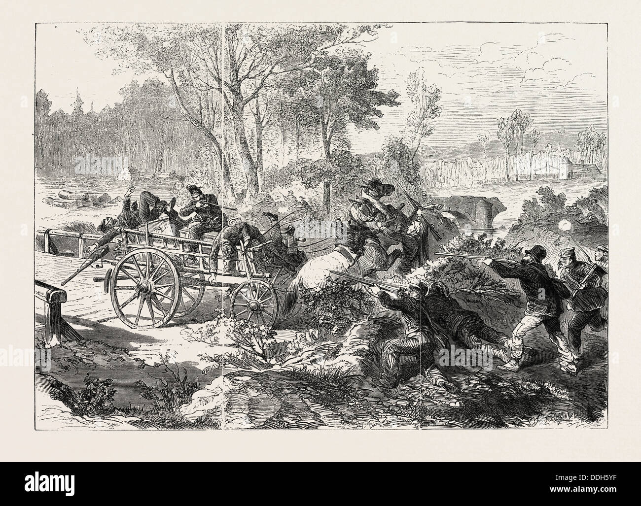La guerre franco-prusse : attaqué par des tireurs-FRANCE 1870 Banque D'Images