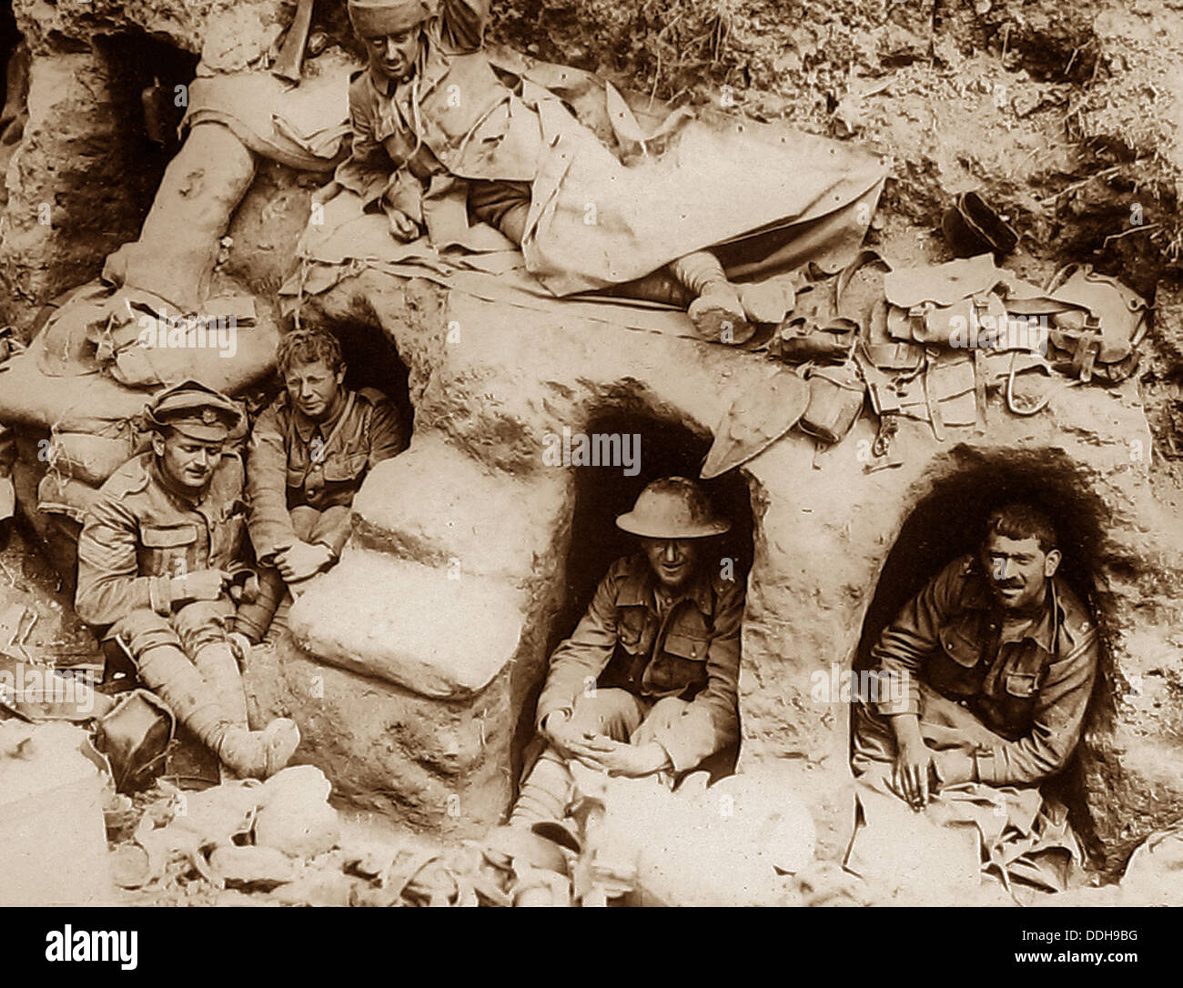 Les troupes britanniques en étangs allemands capturés pendant la WW1 Banque D'Images