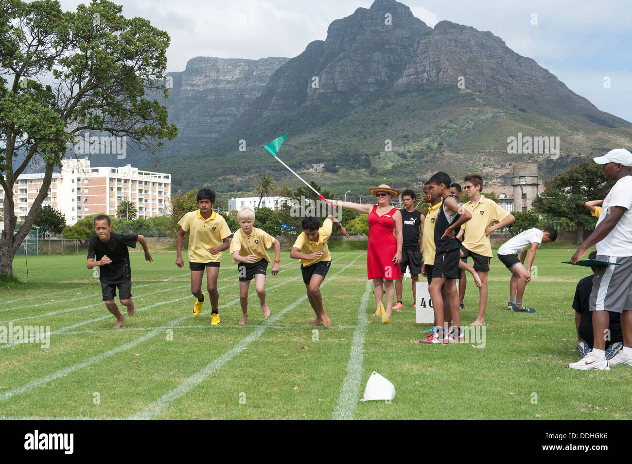 Début d'une exécution de la concurrence à la Saint George's School, Cape Town, Afrique du Sud Banque D'Images