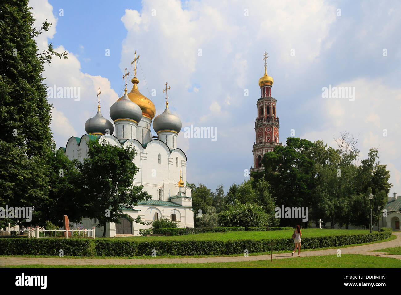 Cathédrale de Notre Dame de Smolensk et les six étages du clocher, Nowodewitschi Monastyr ou nouveau couvent Novodievitchi Banque D'Images