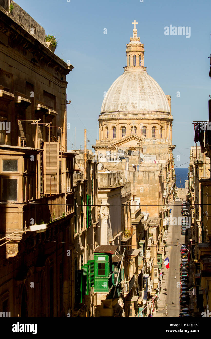 La Cathédrale St Paul, La Valette, Malte. Banque D'Images