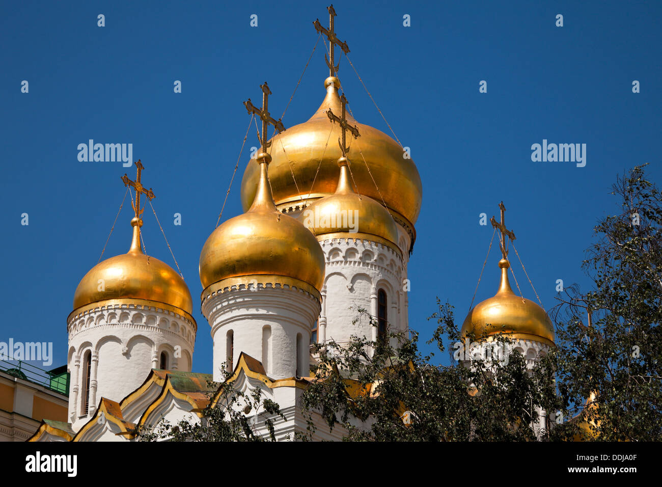 Les dômes de la cathédrale de l'annonciation du Kremlin de Moscou, Russie. Banque D'Images