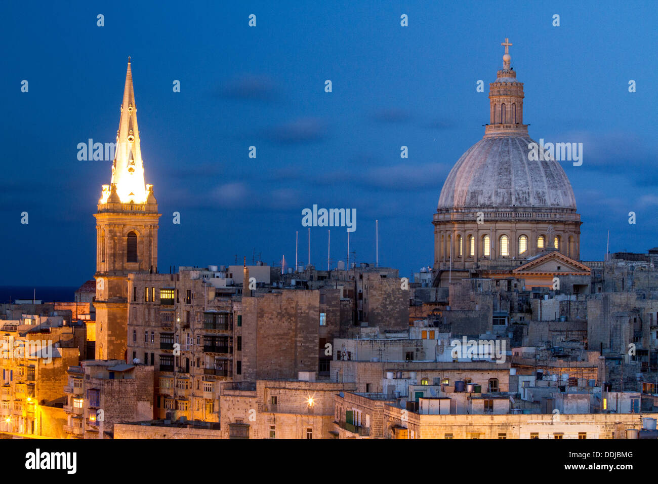 La Cathédrale St Paul, La Valette, Malte. Banque D'Images