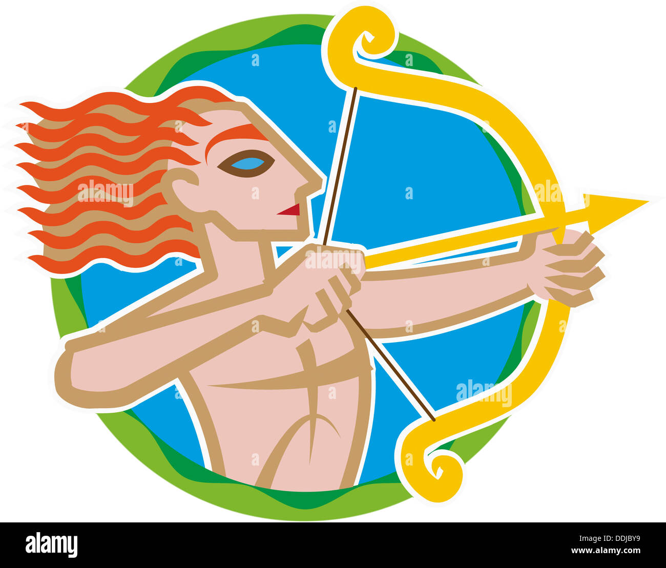 Signe astrologique du Sagittaire sur fond blanc, Close up Banque D'Images