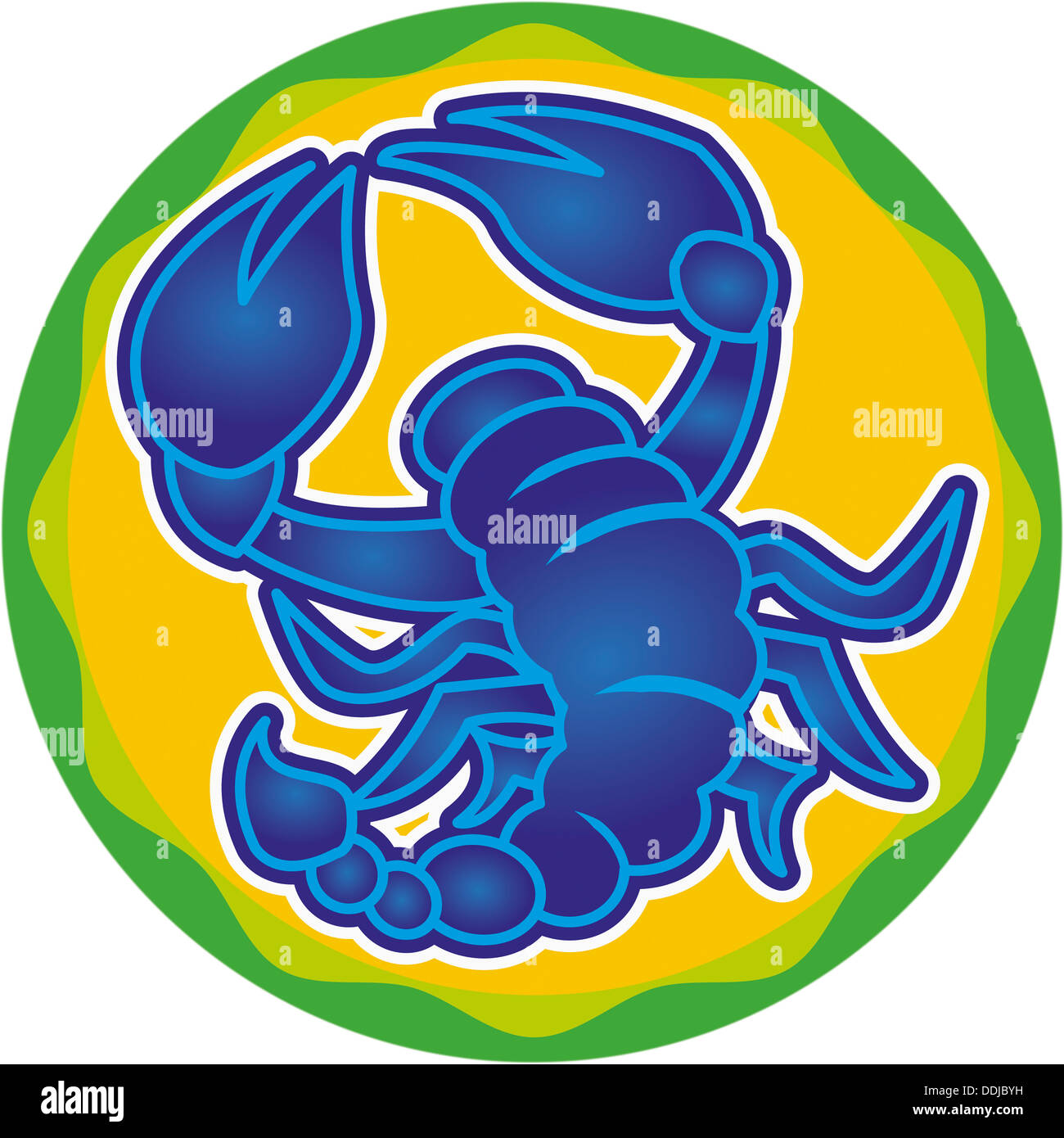 Signe astrologique du scorpion sur fond blanc, Close up Banque D'Images