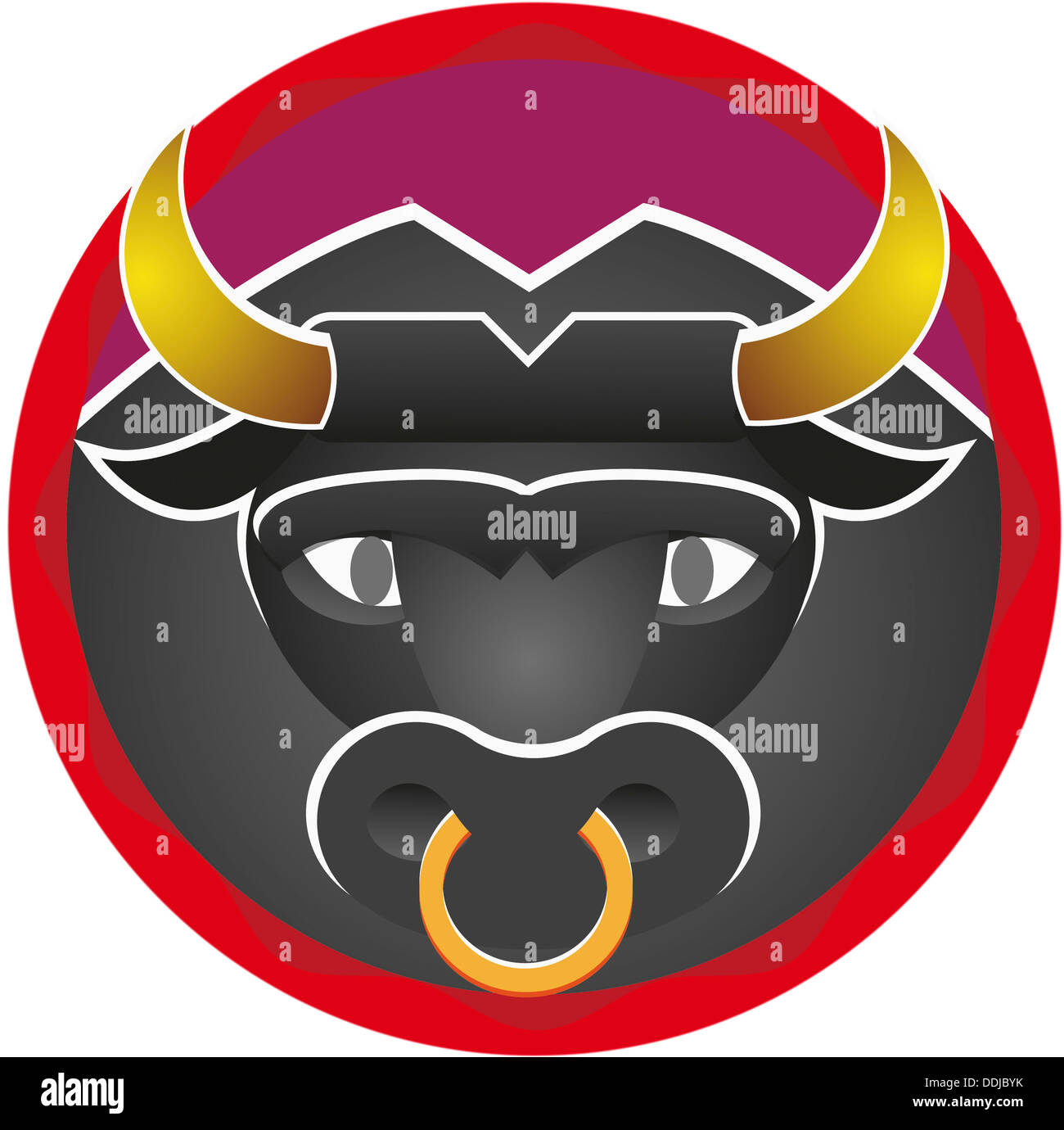 Signe astrologique du taureau sur fond blanc, Close up Banque D'Images