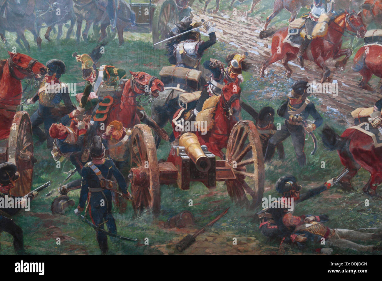 L'incroyable panorama sur toile par Louis Dumoulin dans le panorama des capacités, bataille de Waterloo, en Belgique. Banque D'Images