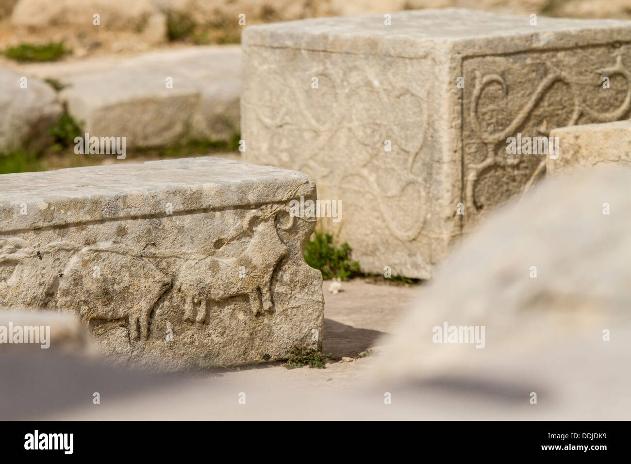 Dans les ruines des temples de Tarxien, Malta Banque D'Images