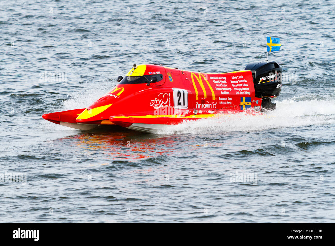 McDonalds sponsorisé F2 course de bateau de moteur, Holme Pierrepont, Nottingham. 1er septembre 2013 Banque D'Images