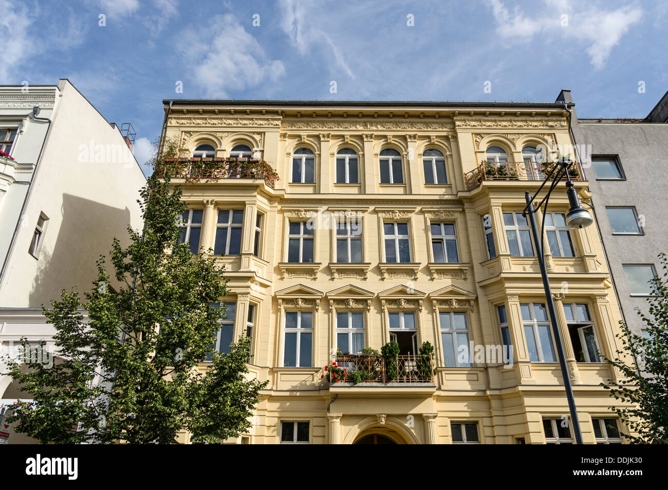 Maison restaurée dans le quartier de Prenzlauer Berg, Berlin, Allemagne Banque D'Images