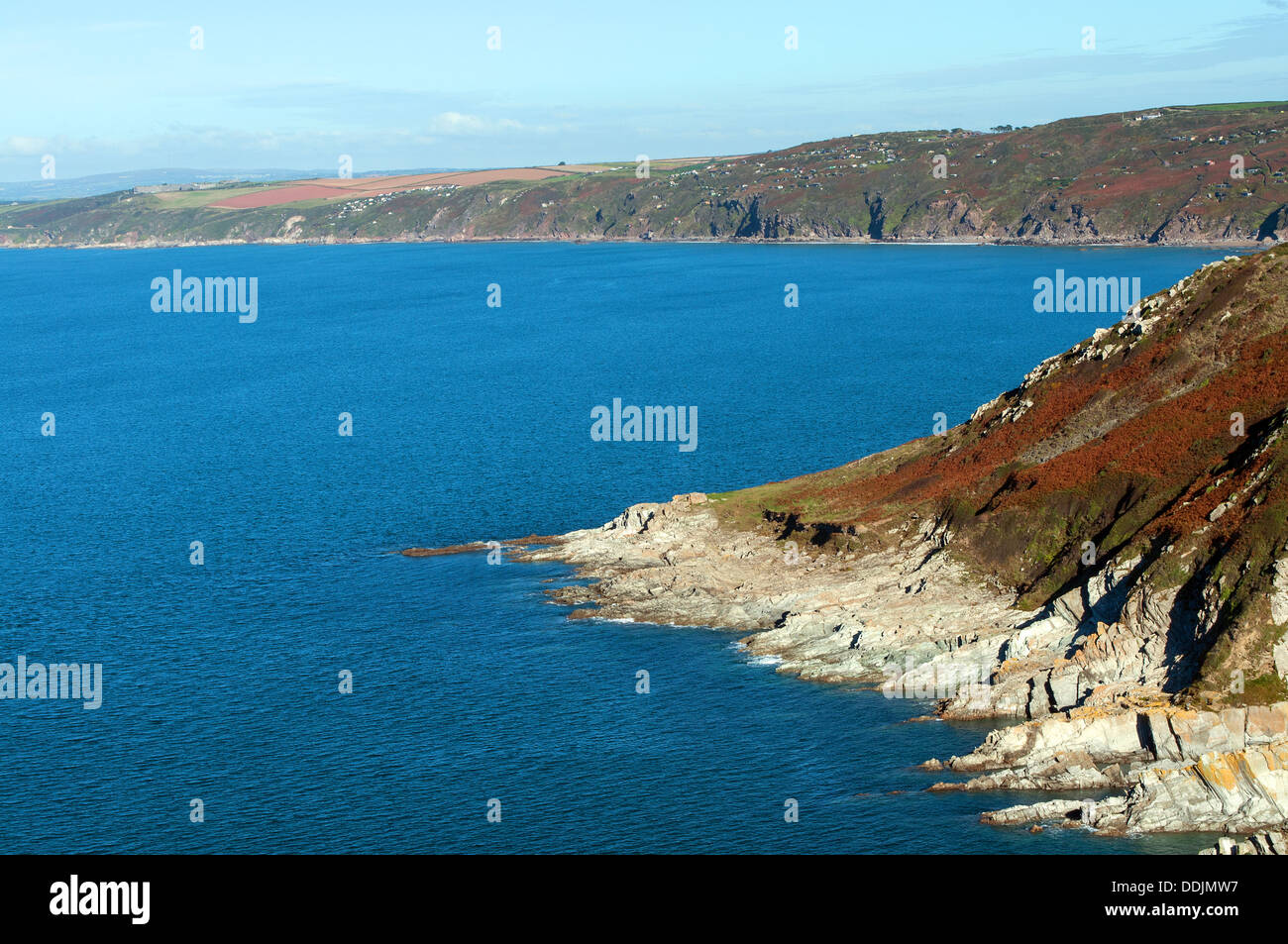 Sur la rame de Whitsand Bay dans la péninsule sud-est de Cornwall, UK Banque D'Images
