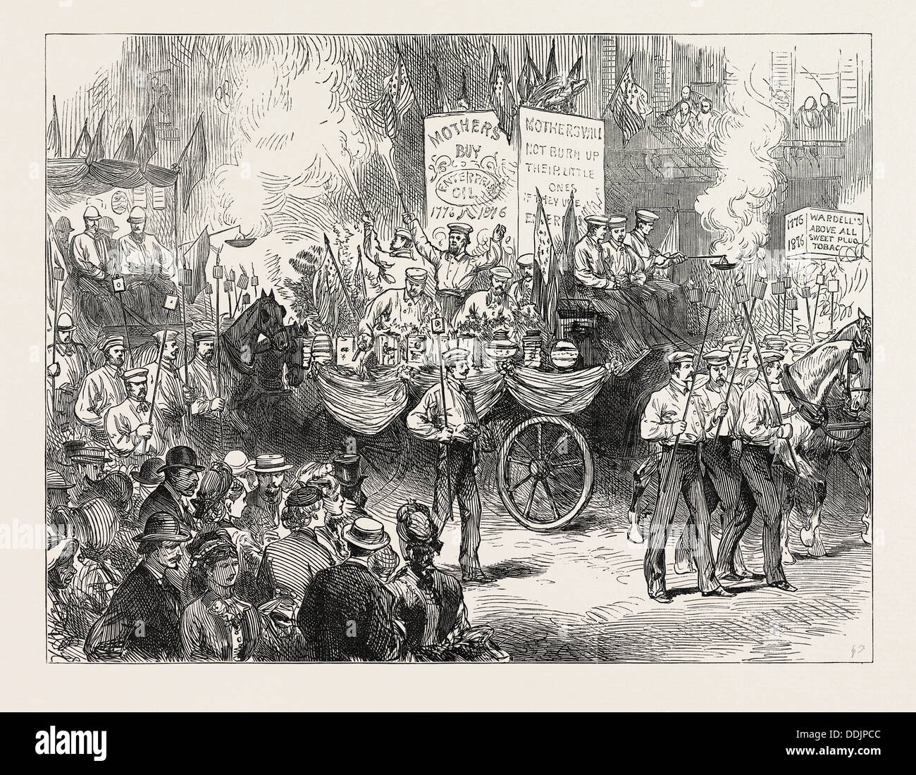 La CÉLÉBRATION DU CENTENAIRE DE L'INDÉPENDANCE AMÉRICAINE : Procession aux flambeaux à Philadelphie. 4E DE JUILLET, 1876 Banque D'Images