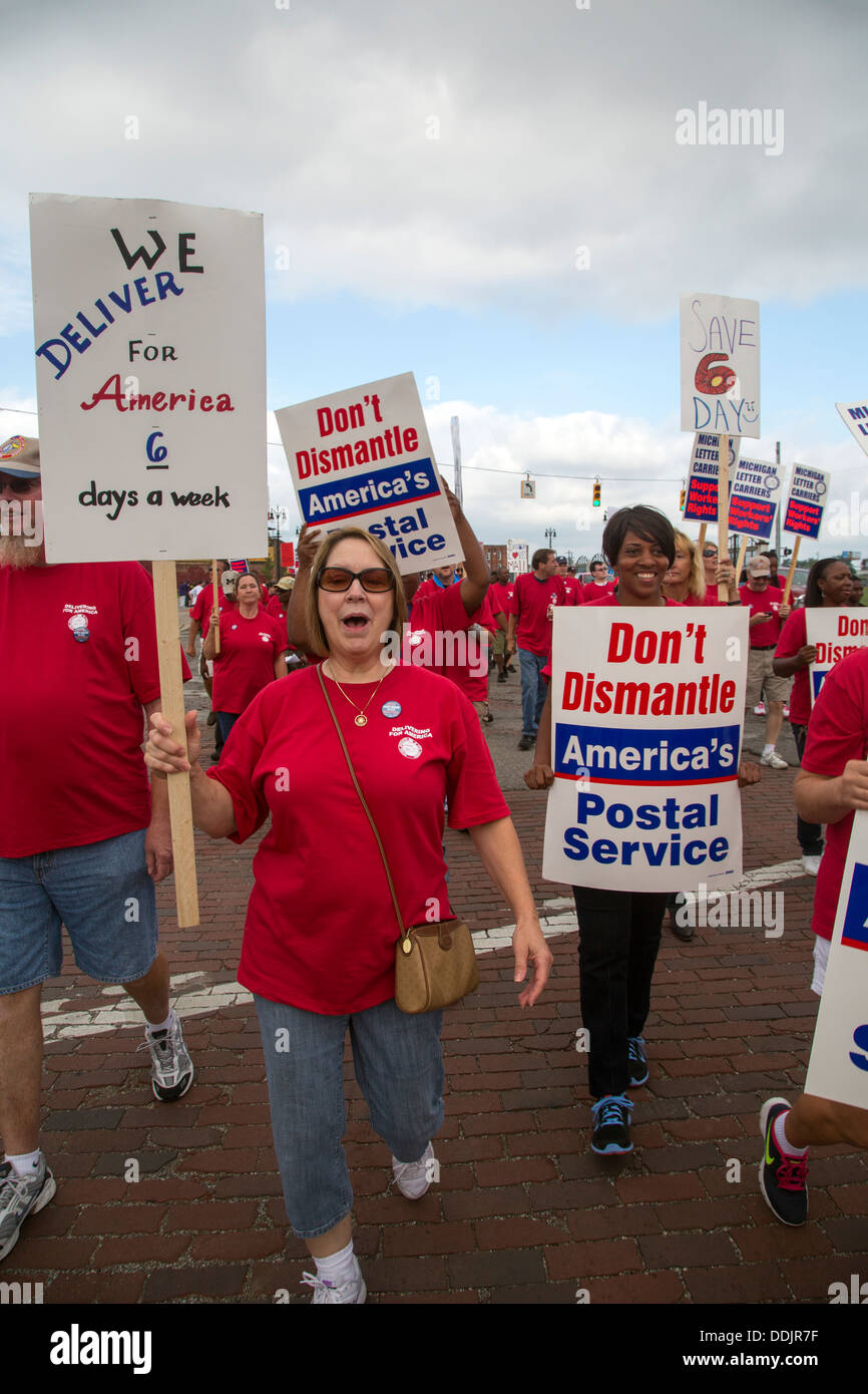 Lettre de protestation des transporteurs sur les plans de réduction de la livraison du courrier cinq jours par semaine. Banque D'Images