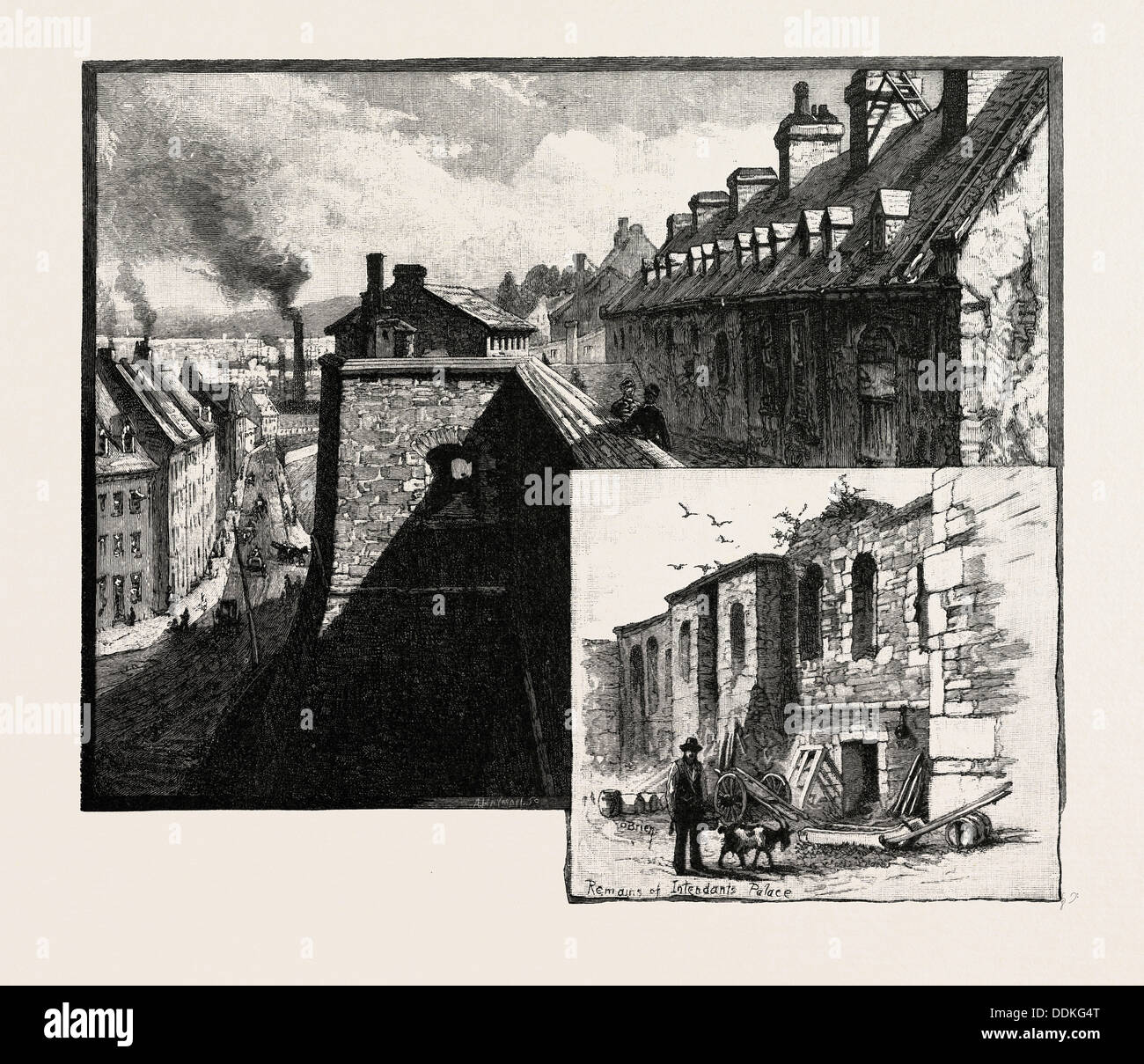 Québec, ST. La banlieue de ROCH ET ANCIEN ARSENAL, LE CANADA, LA GRAVURE DU XIXE SIÈCLE Banque D'Images
