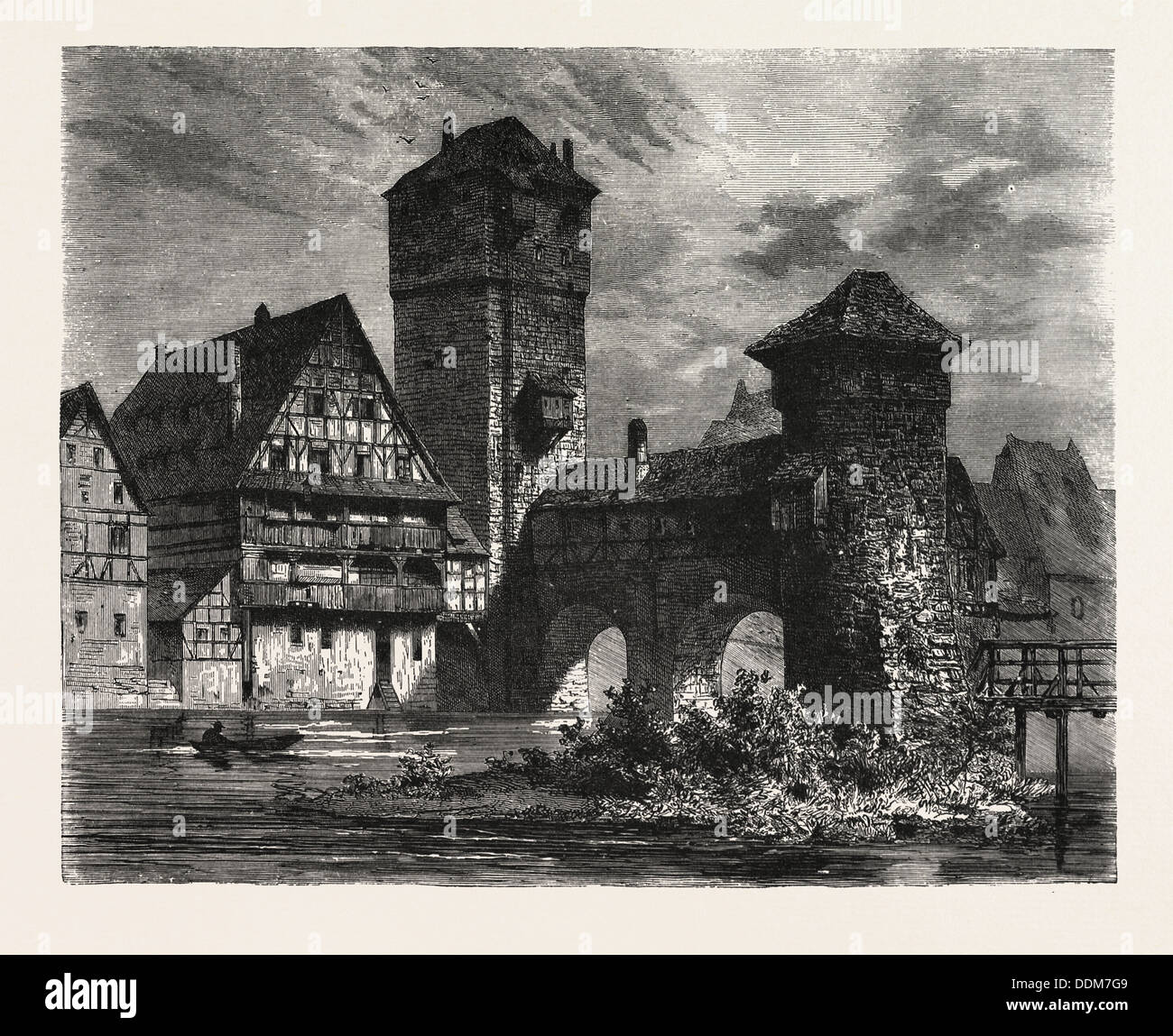 NUREMBERG : ancienne prison sur la Pegnitz, Allemagne. Une ville dans le Land allemand de Bavière Banque D'Images