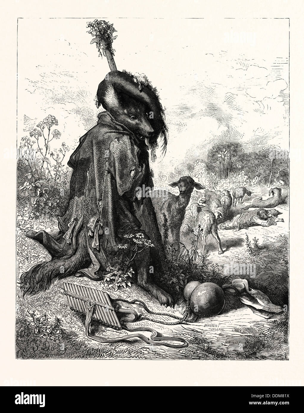 Le loup se tourna Berger. GUSTAVE DORÉ Banque D'Images