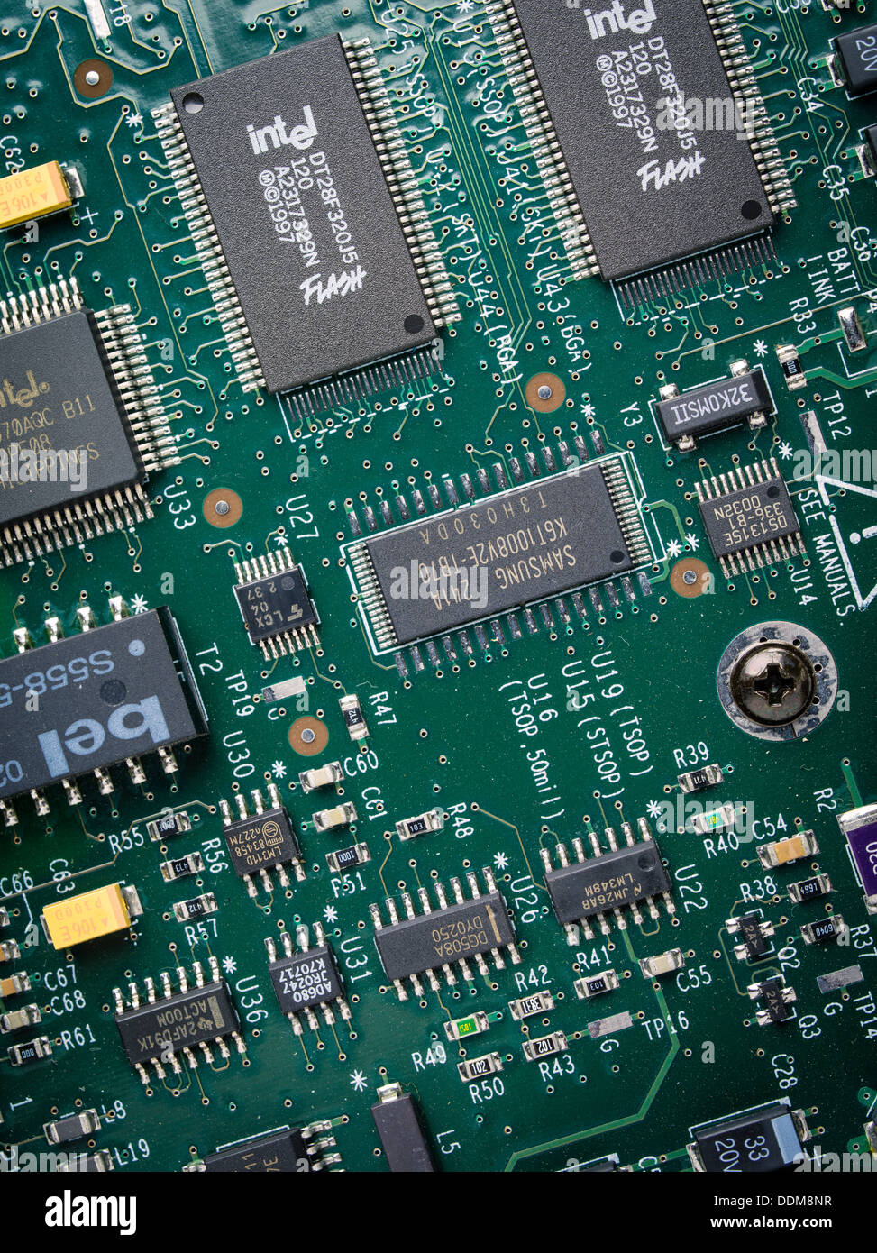Puce Intel Carte de circuits de mémoire Flash Banque D'Images
