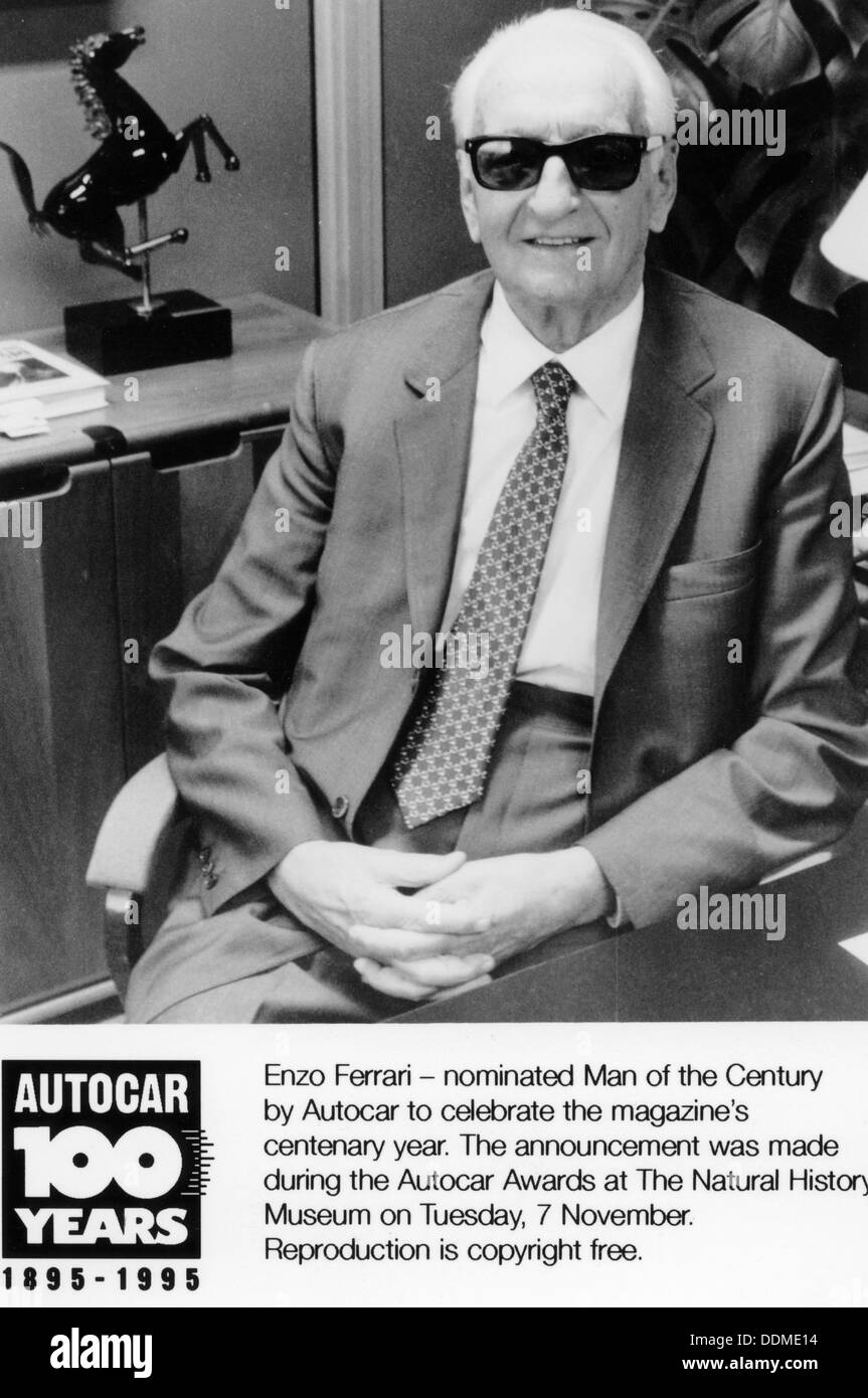 Enzo Ferrari, 1995. Artiste : Inconnu Banque D'Images