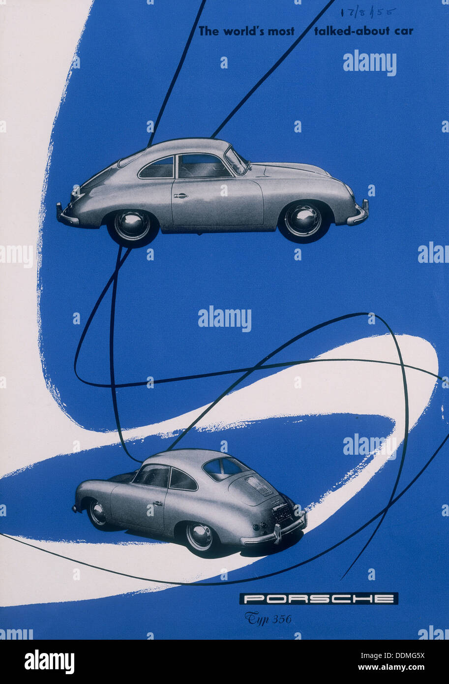 Affiche publicitaire de la Porsche 356, 1955. Artiste : Inconnu Banque D'Images