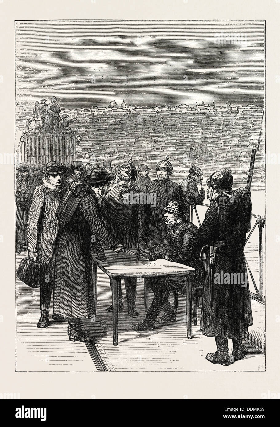 La guerre franco-prusse prussien : de l'EXAMEN PASSE AU PONT D'Asnières, FRANCE, 1871 Banque D'Images