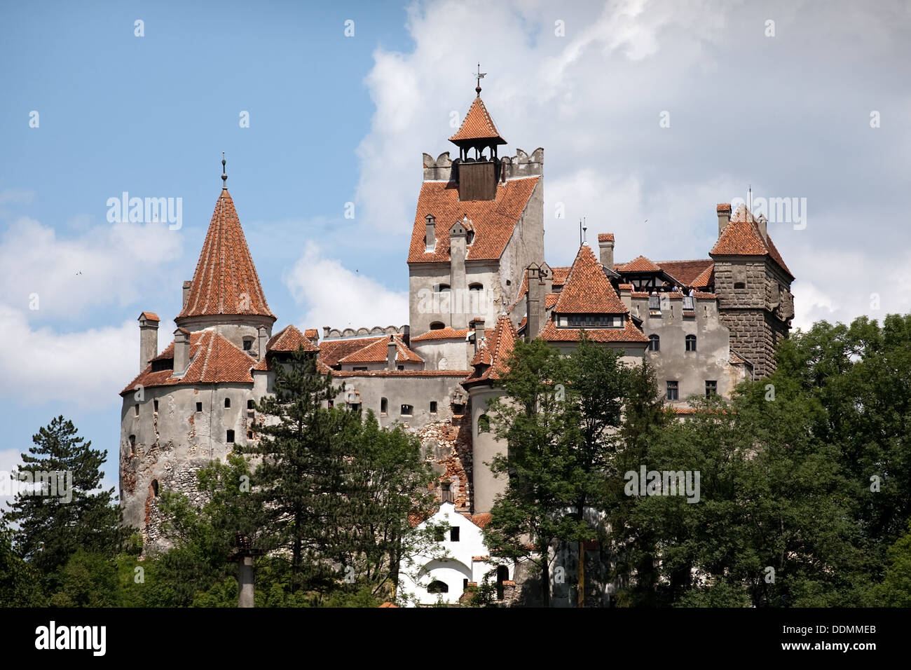 Vue de face de son château médiéval, la Valachie, Roumanie Banque D'Images
