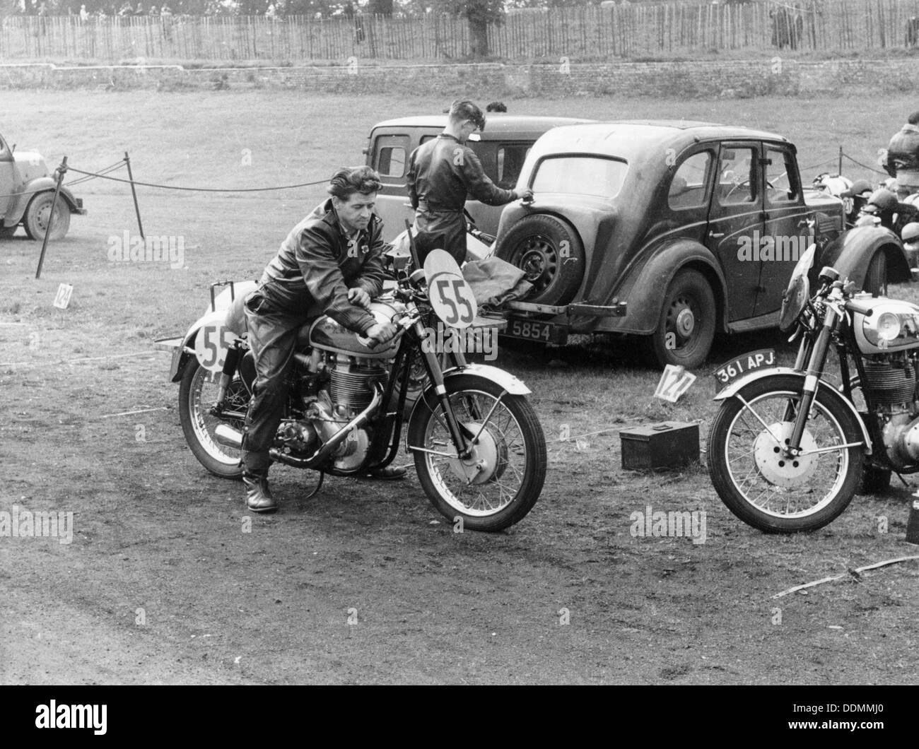 Moto BSA, Crystal Palace, Sydenham, 1956. Artiste : Inconnu Banque D'Images