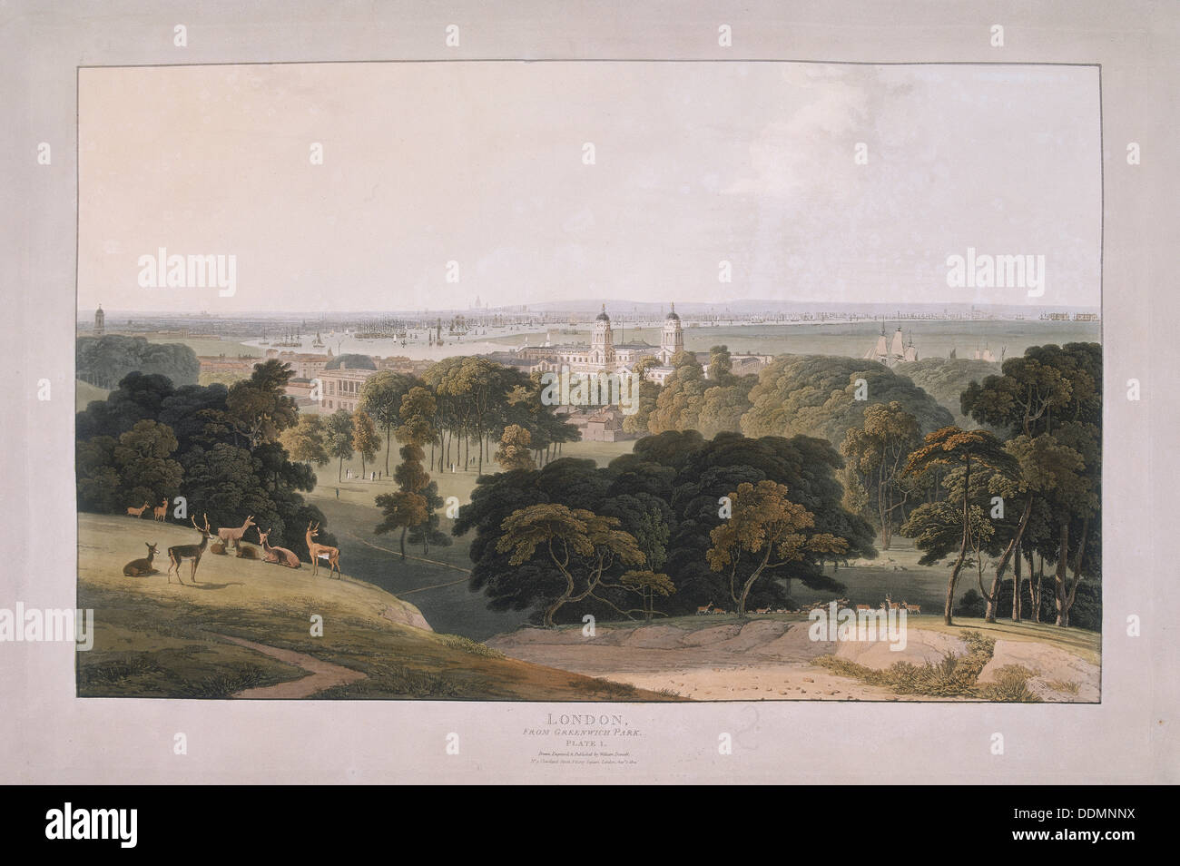 Le Parc de Greenwich, Londres, 1804. Artiste : William Daniell Banque D'Images