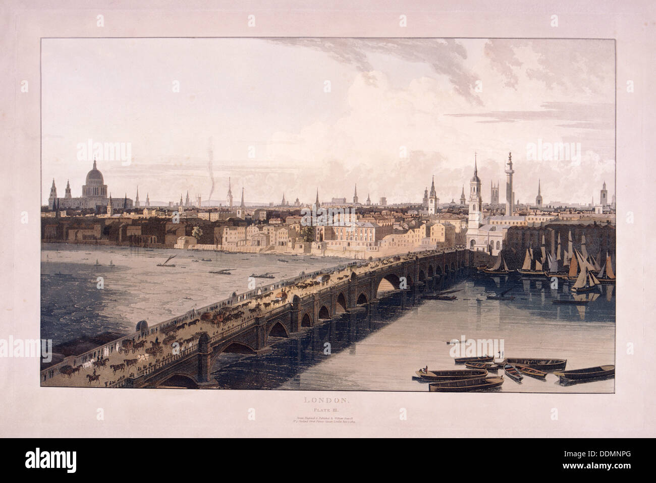 Le Pont de Londres, 1804. Artiste : William Daniell Banque D'Images