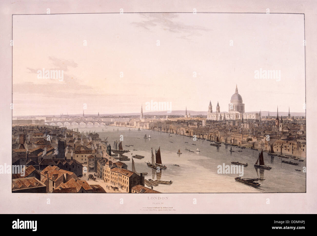 Le Pont de Londres, 1804. Artiste : William Daniell Banque D'Images