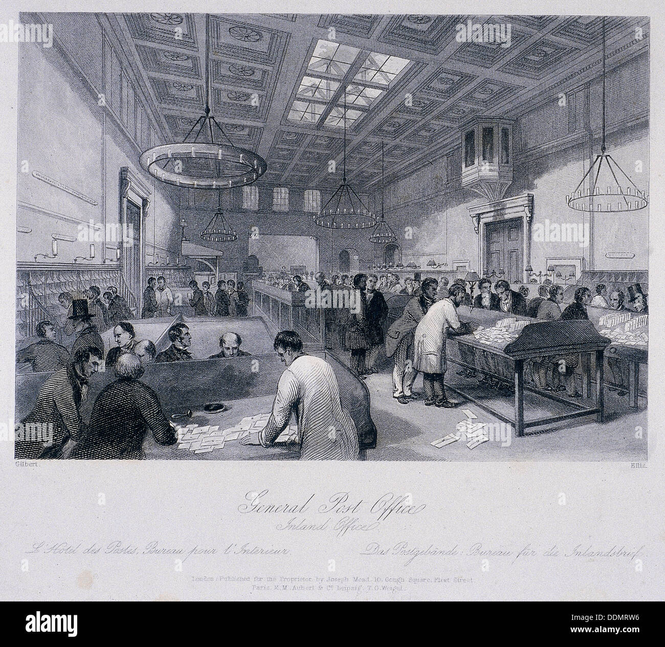 General Post Office, Londres, c1844. Artiste : E Ellis Banque D'Images