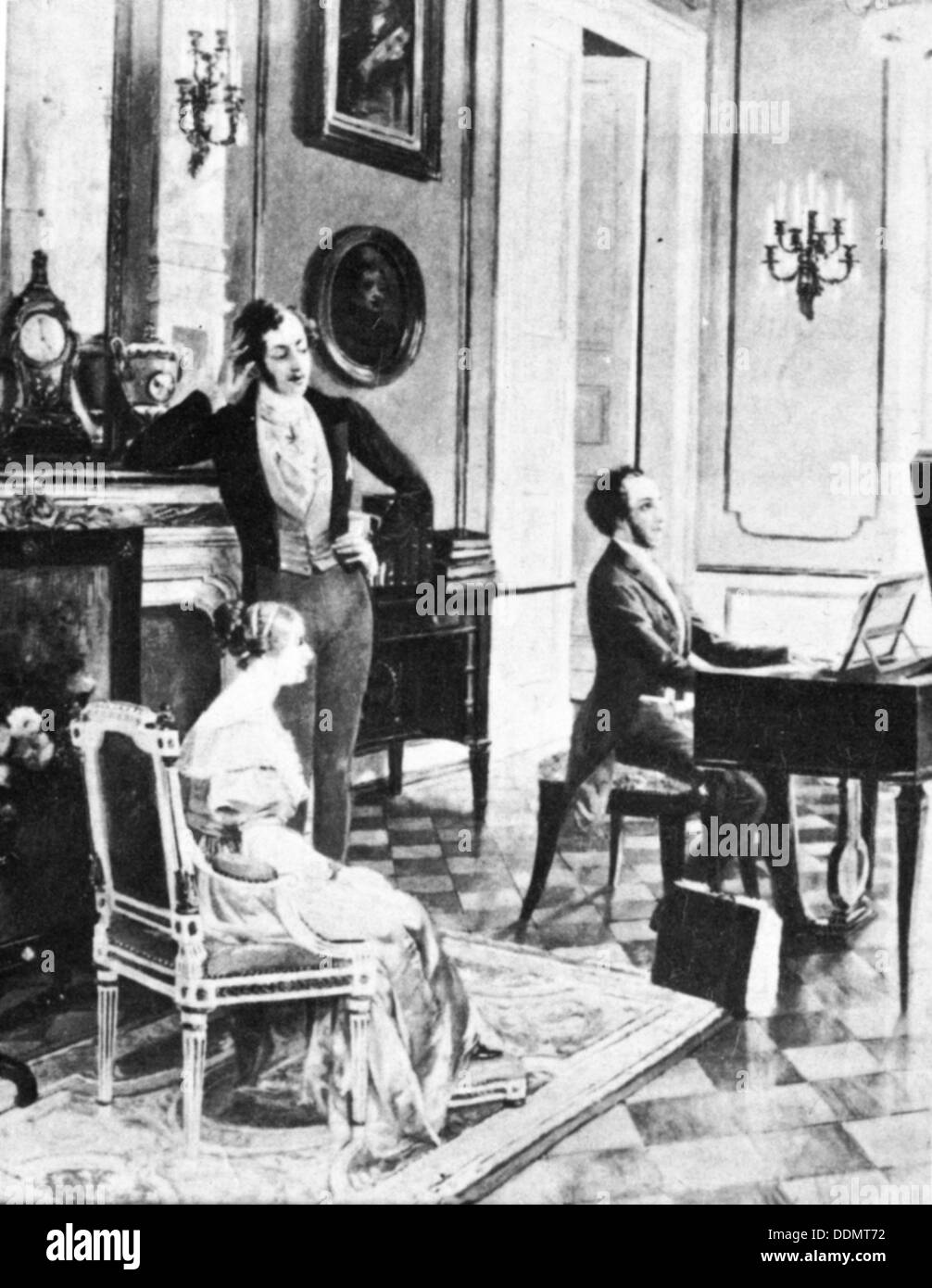 Felix Mendelssohn (1809-1847), l'exécution de la reine Victoria et le Prince Albert au palais de Buckingham. Artiste : Inconnu Banque D'Images