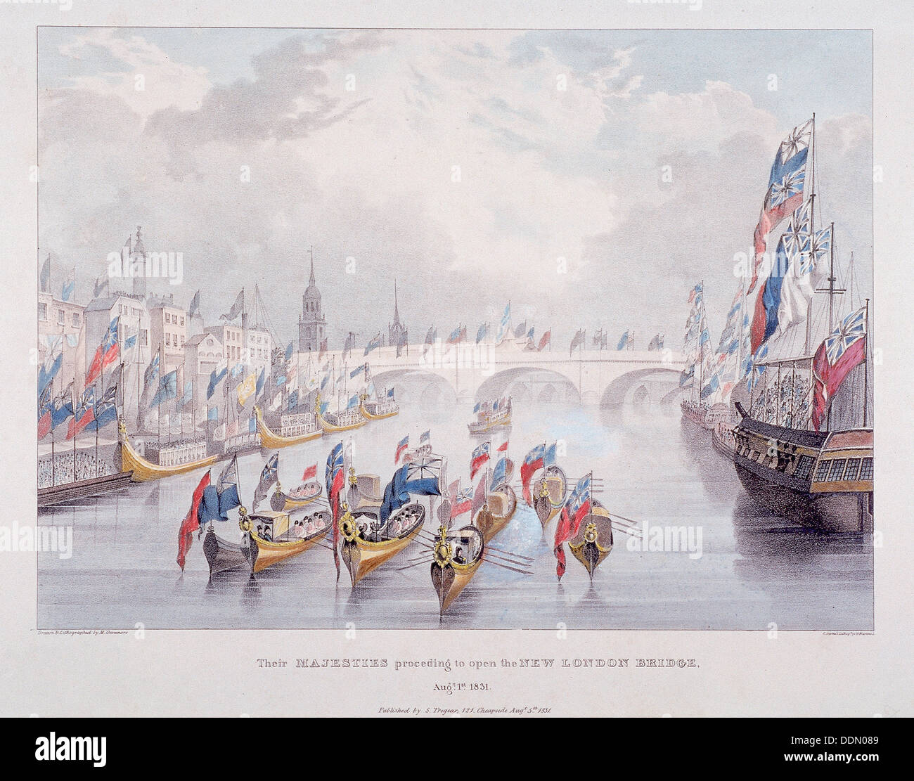 Le Pont de Londres (nouveau), Londres, 1831. Artiste : Charles Étienne Pierre Motte Banque D'Images