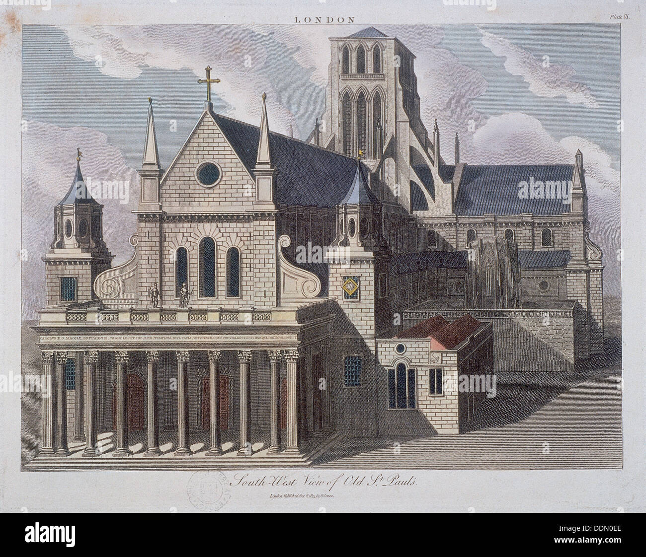 La Cathédrale St Paul (ancien), Londres, c, 17ème siècle (1814). Artiste : John Chapman Banque D'Images