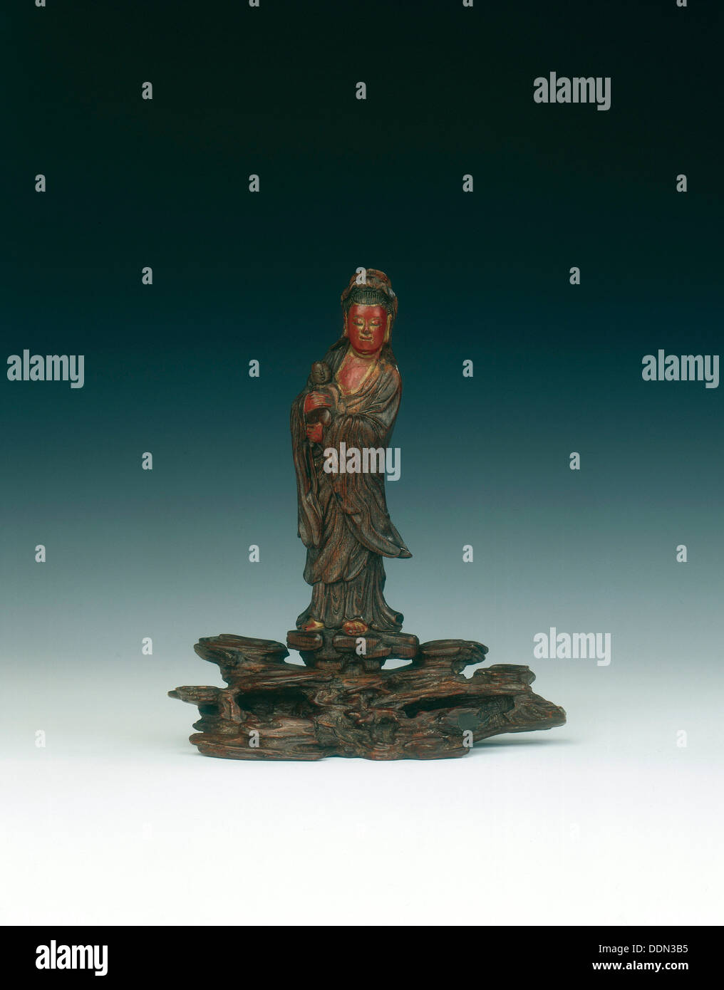 Bois et laque figure de Guanyin, Chine, 1644-1700. Artiste : Inconnu Banque D'Images