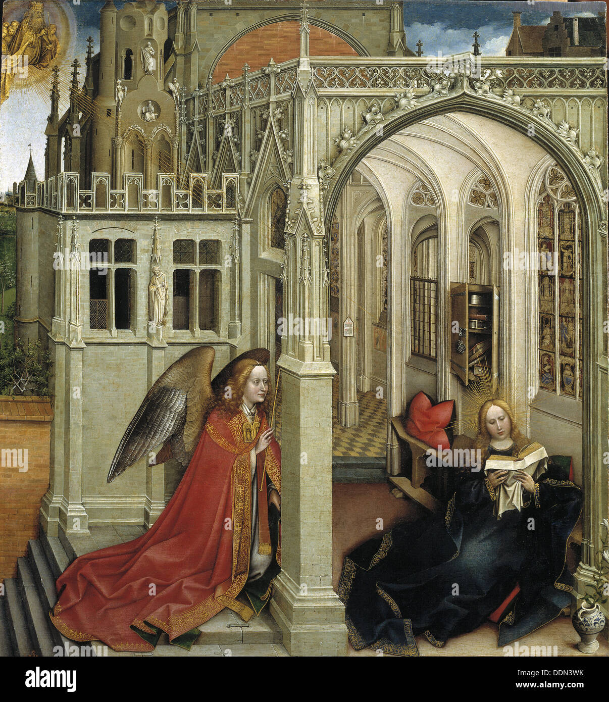 L'Annonciation, 1418-1419. Artiste : Robert Campin, (ca. 1375-1444) Banque D'Images