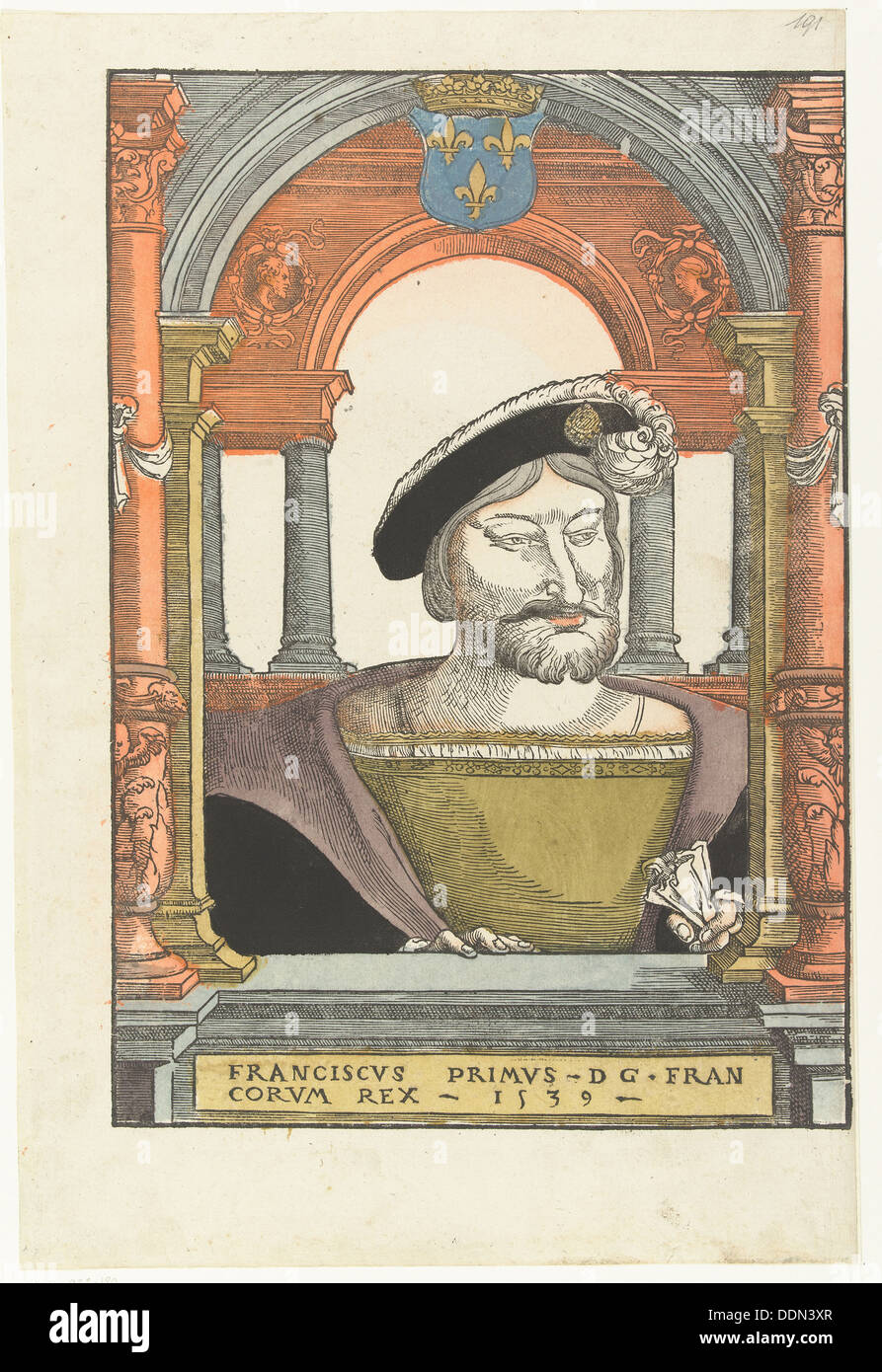 Portrait de François Ier (1494-1547), Roi de France, Duc de Bretagne, comte de Provence, 1539. Artiste : Coecke van Aelst, Pieter, l'ancien (1502-1550) Banque D'Images