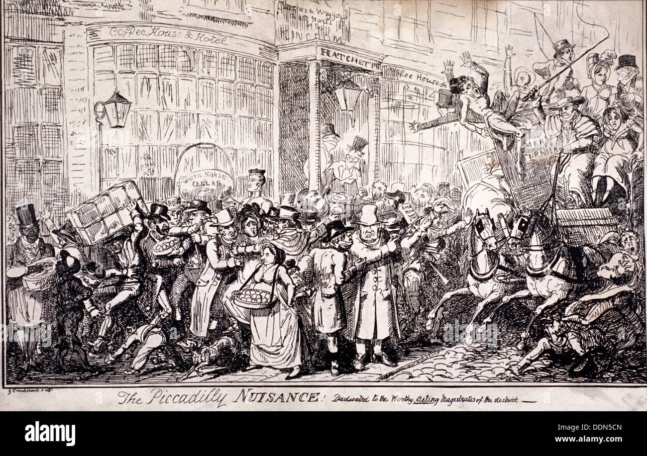 'La nuisance Picadilly', Londres, 1818. Artiste : Anon Banque D'Images