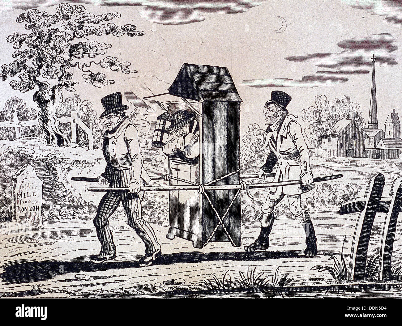 La satire de gardiens de nuit, Londres, 1825. Artiste : Anon Banque D'Images