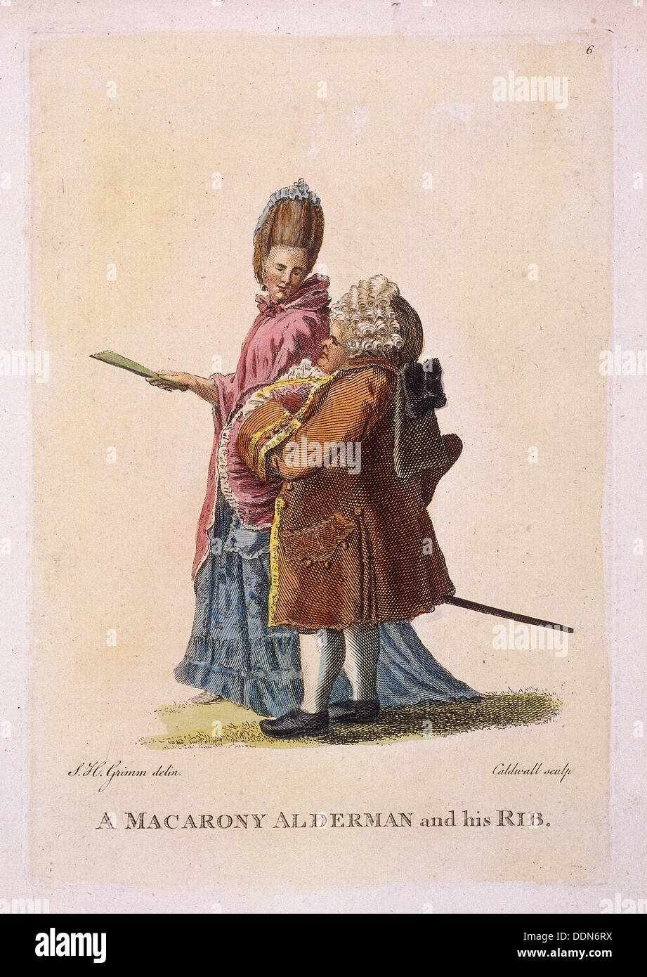 'Une macarony échevin et sa côte', c1770. Artiste : James Caldwall Banque D'Images