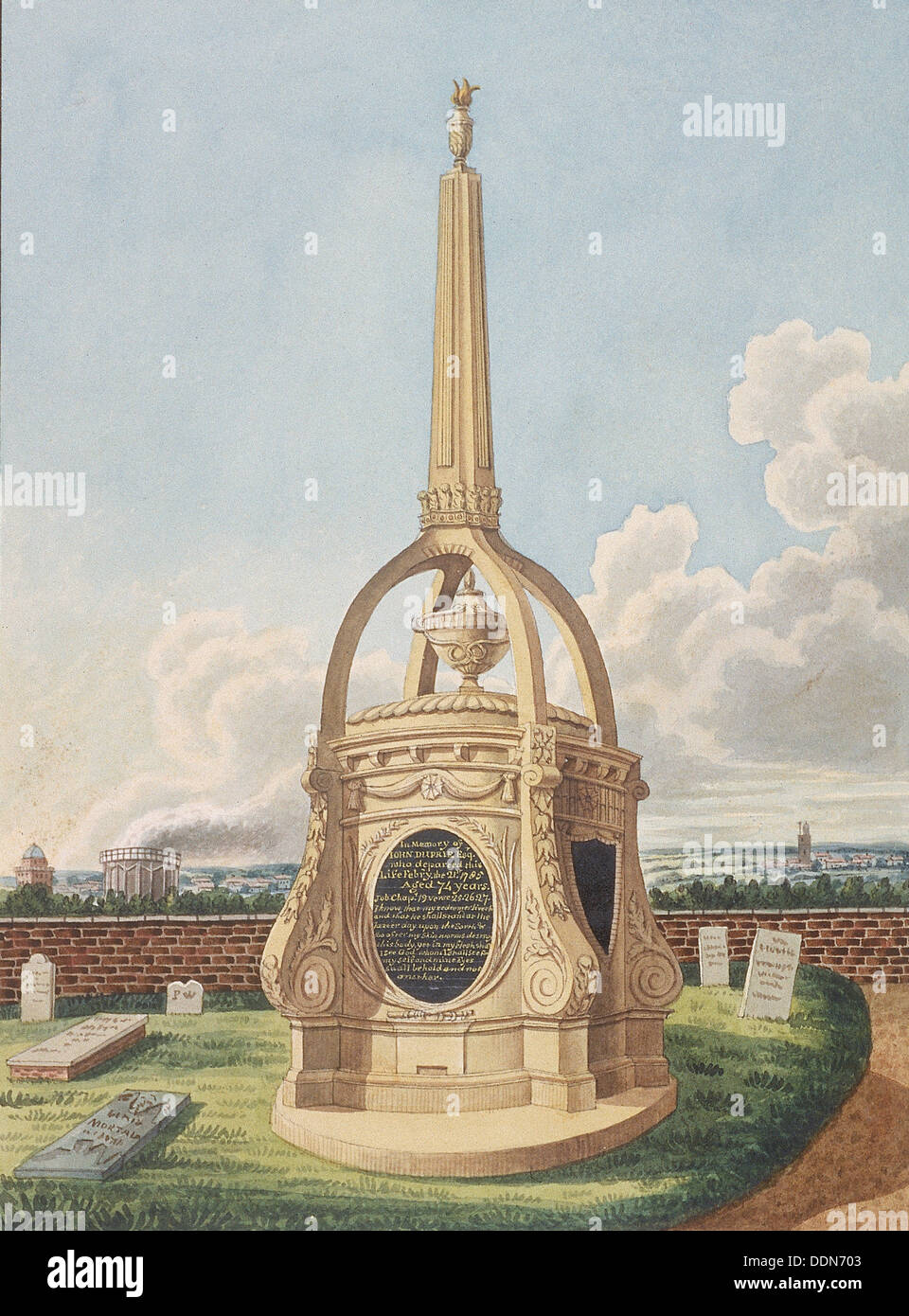 Monument à John Duprie à St Leonard's, Bromley, c1800. Artiste : Anon Banque D'Images