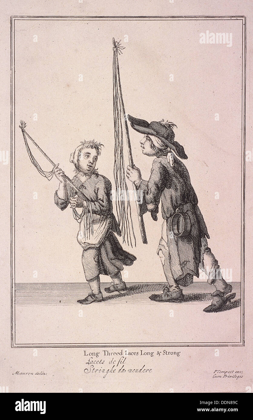 'Long Threed lacets' Long & Strong, Cris de Londres, (1688 ?). Artiste : Anon Banque D'Images