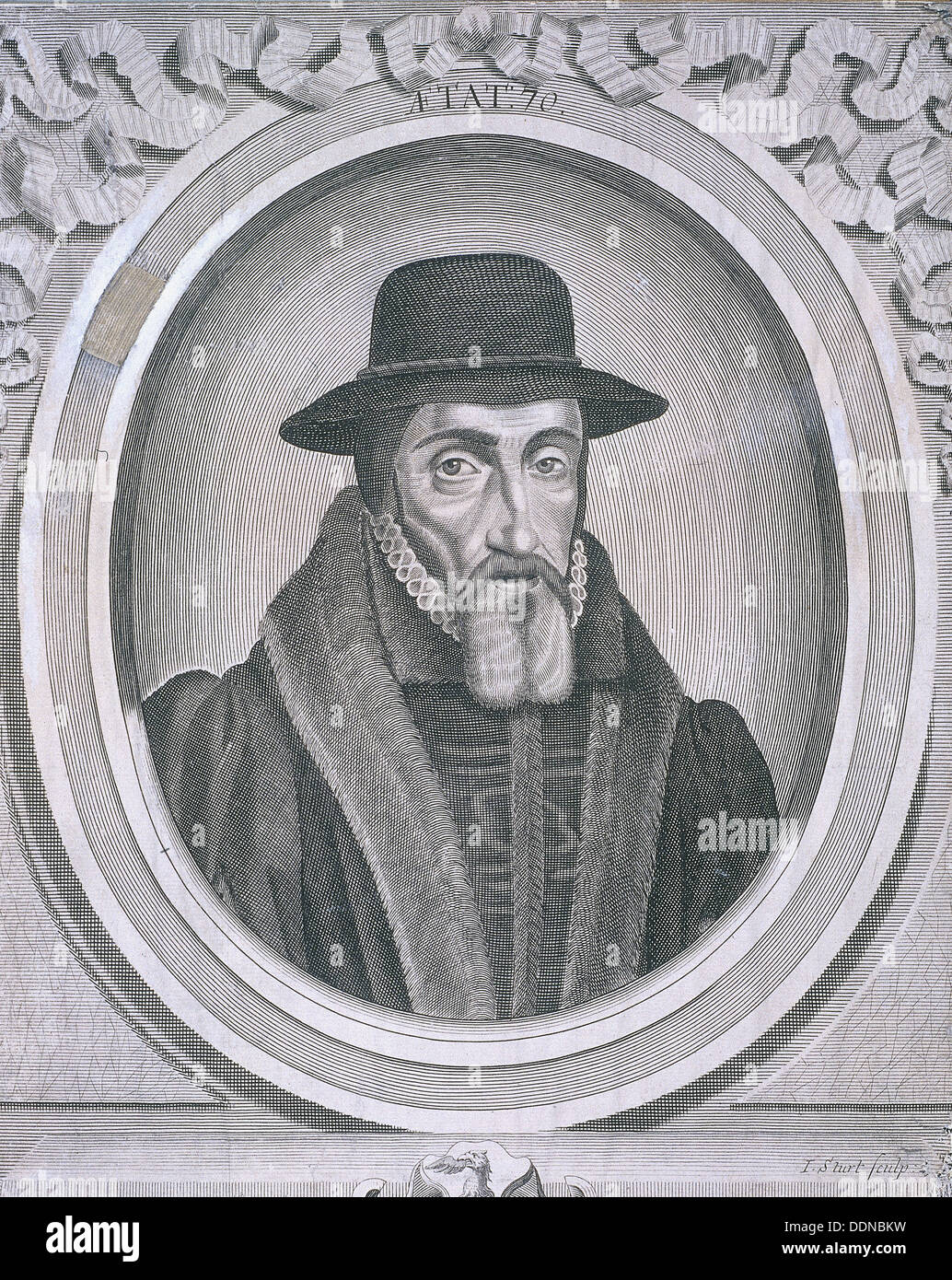 Portrait ovale de John Foxe, c1570, C1700). Artiste : John Sturt Banque D'Images