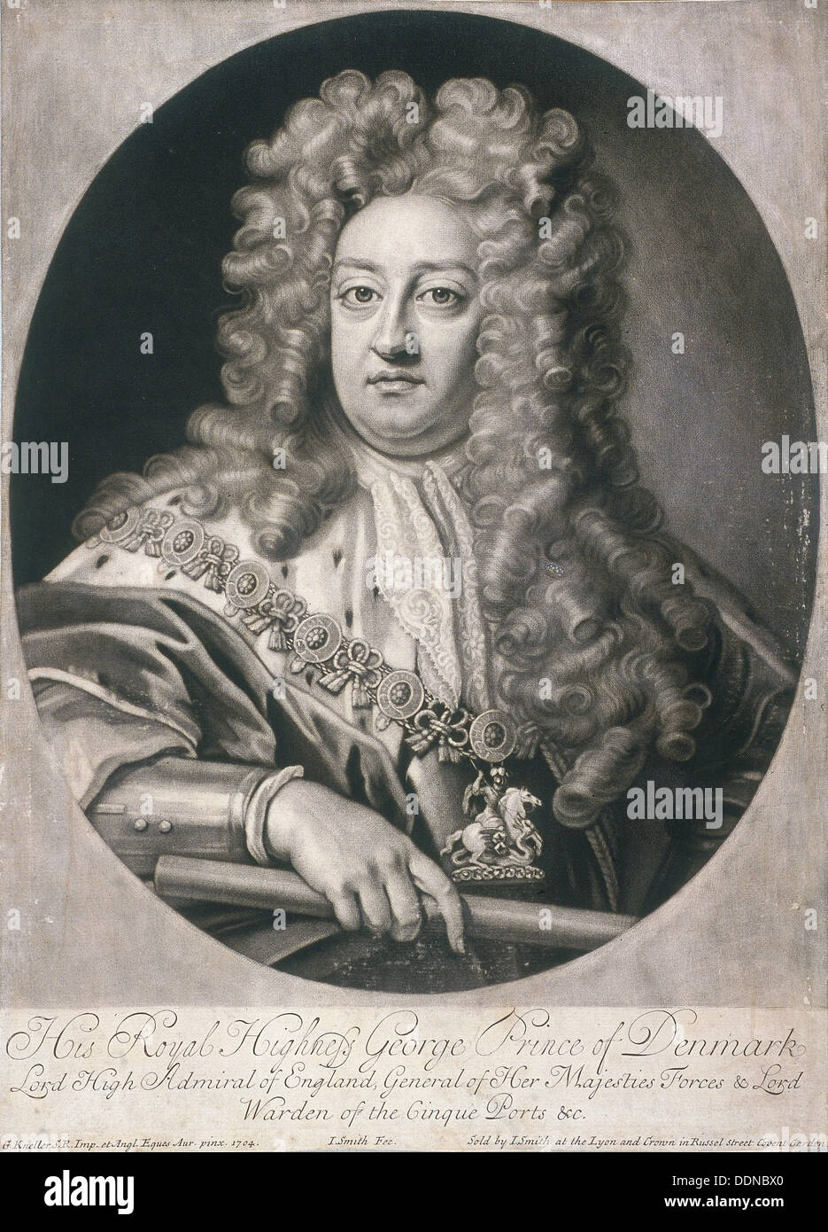 Portrait ovale de George, prince de Danemark, 1704. Artiste : Joseph Smith Banque D'Images