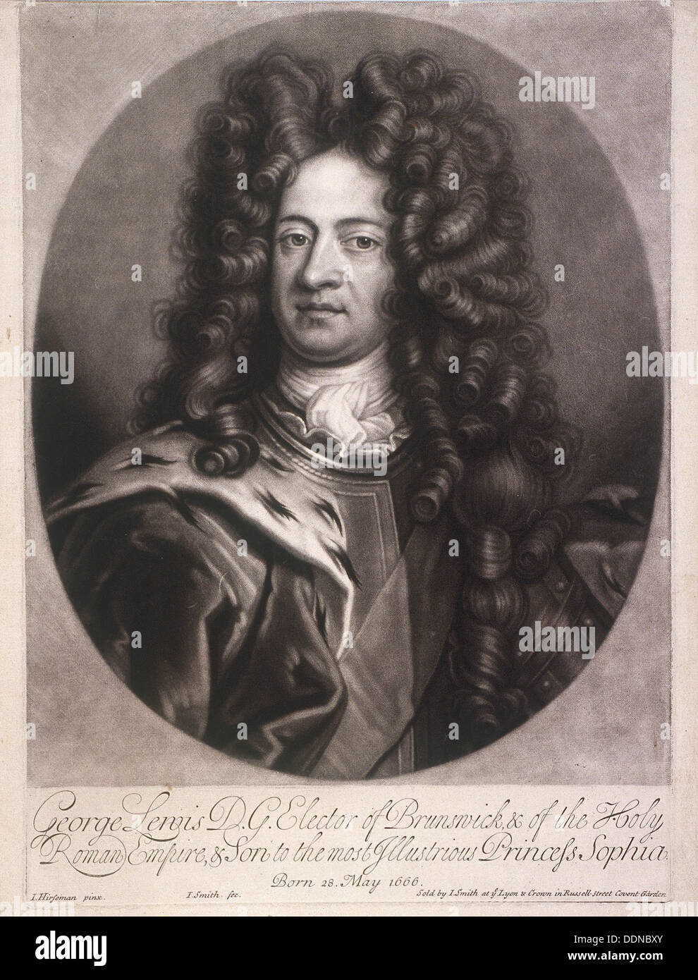 Portrait ovale de George I, Roi de Grande-Bretagne, c1700. Artiste : Joseph Smith Banque D'Images