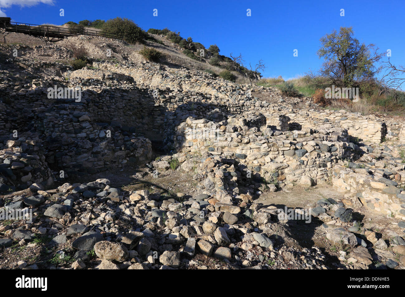 Chypre, Chirokitia, également Khirokitia, archéologique grec, est un site archéologique sur l'île Méditerranéenne de Chypre à Larn Banque D'Images