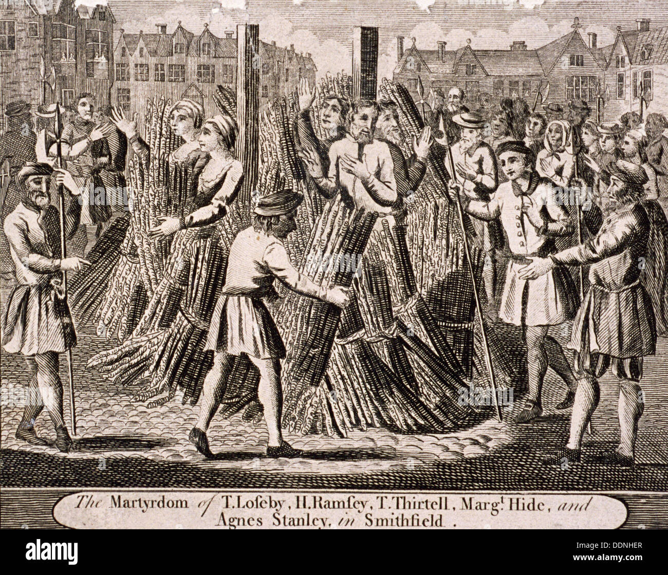 Exécution des protestants à Smithfield, 1557, c1720). Artiste : Anon Banque D'Images