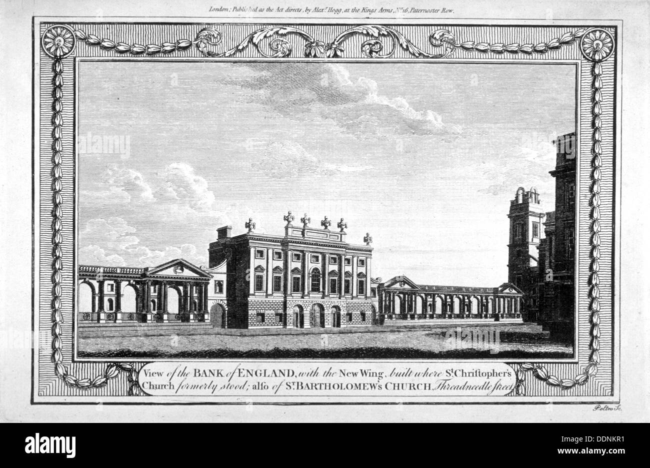 Vue de la Banque d'Angleterre montrant la nouvelle aile, 1790. Artiste : John Peltro Banque D'Images
