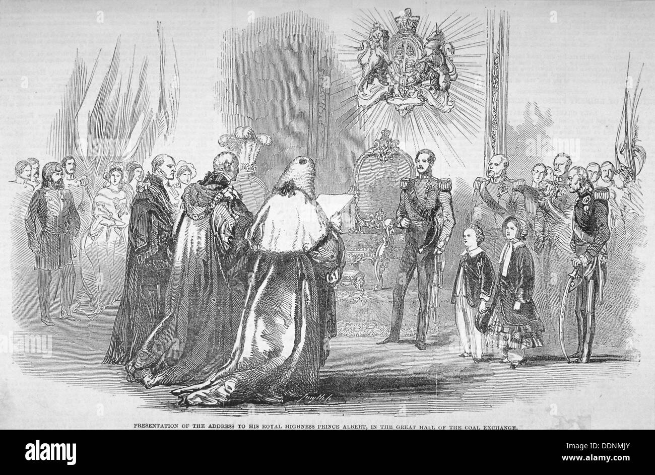 Inauguration de la nouvelle Bourse de Charbon, Lower Thames Street, City of London, 1849. Artiste : Anon Banque D'Images